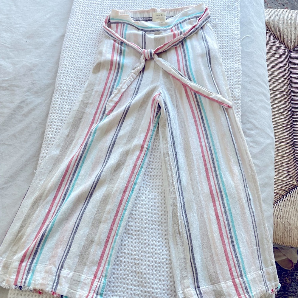 Cloth and stone cropped linen stripe pants
